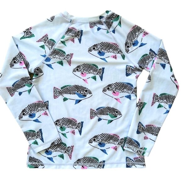 Tea Collection Portugal Coastal Fish LS Rashguard Girls Size 12 - Picture 4 of 4